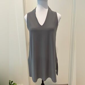 SYMPLI Grey Sleeveless Jersey Deep V Neck Tunic A Line Day to Night Chic Travel